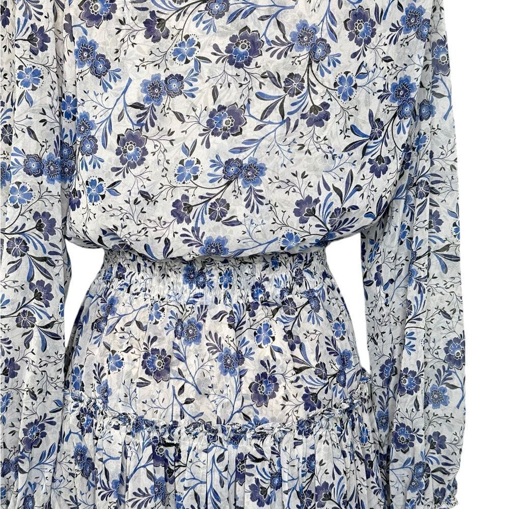 Misa Los Angeles Lorena Long Sleeve Blue Floral Mini Dress | Size S - Picture 7 of 11
